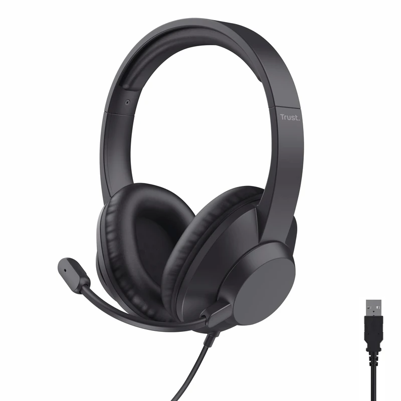 Trust Roha II Max USB Headset with Microphone Over-Ear, PC Headset 1.8m Cable, 85% Recycled Plastics, USB-C Wired Headphones with Microphone for Computer Laptop Mac Desktop Home Office Teams Zoom