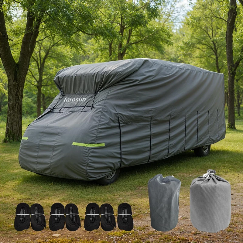 Farosun 4-Layer Camper Tarpaulin for Camper Vans, Weatherproof and Breathable, UV Resistant, Tear-proof and Weatherproof, Hail Resistant Tarpaulin for Winter and Summer