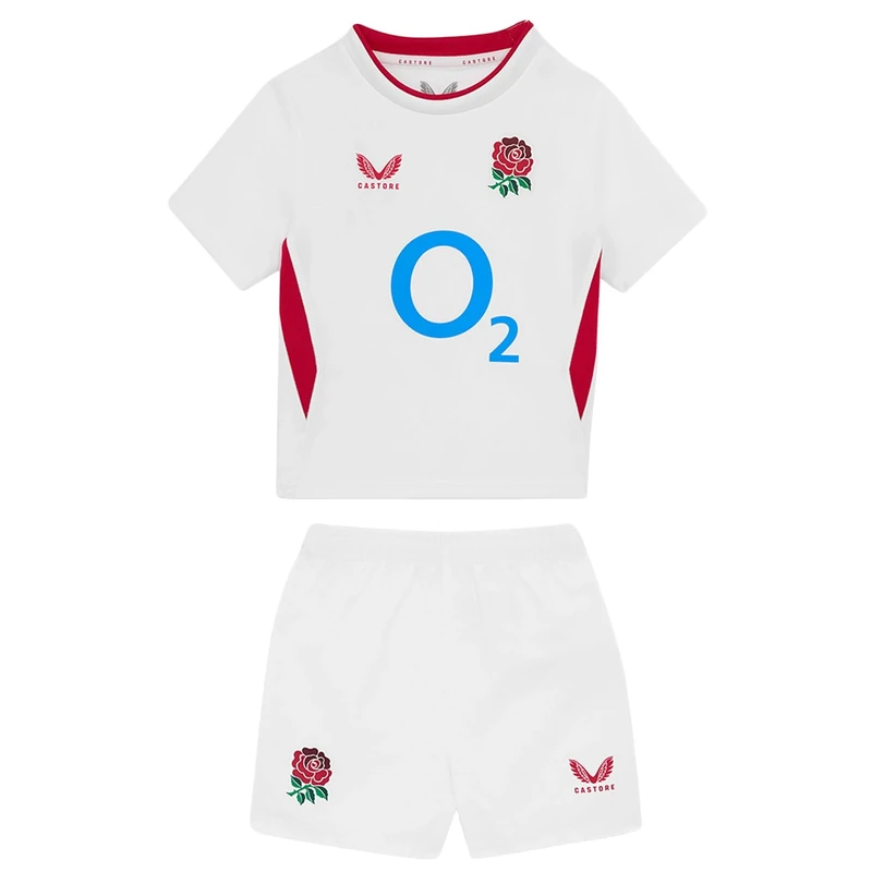 England Rugby Castore Unisex Baby Home Baby Kit, Brilliant White/Lipstick Red, 12 Months