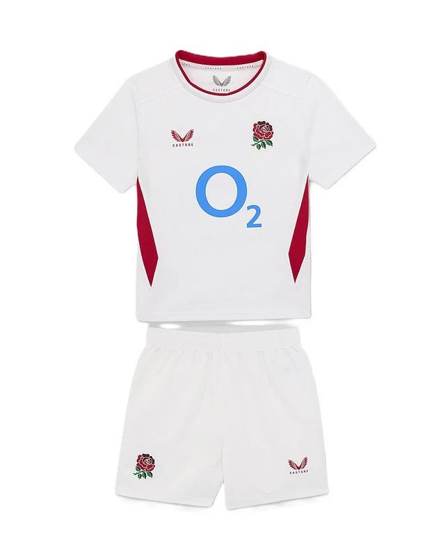 England Rugby Castore Unisex Kids Home Infant Kit, Brilliant White/Lipstick Red, 4 Years