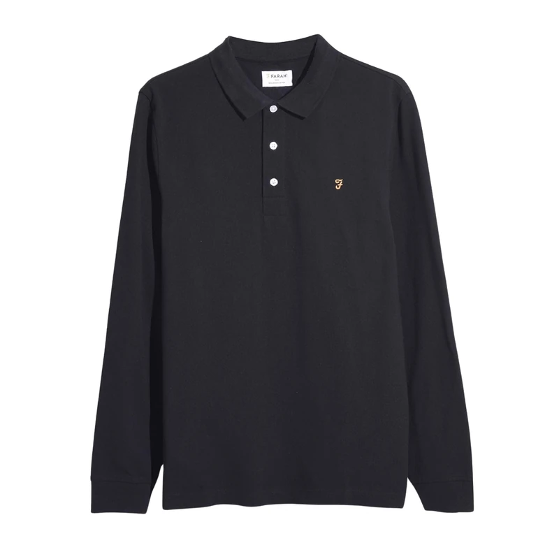 Farah Men's BLANES LS Polo, Black, L