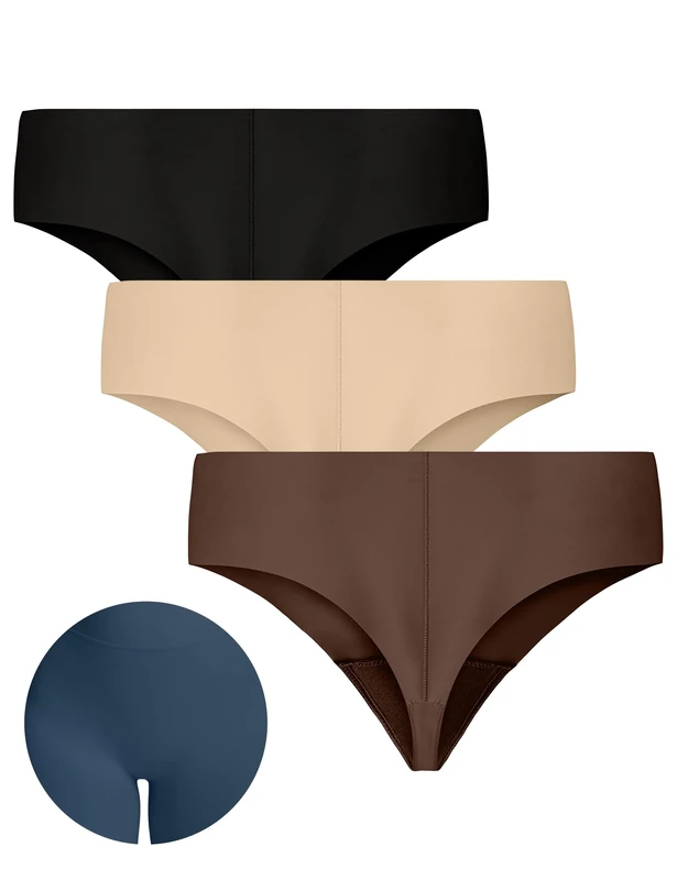 OVRUNS Seamless Thongs No VPL Knickers for Women Invisible No Show Pants Underwear Multipack 3