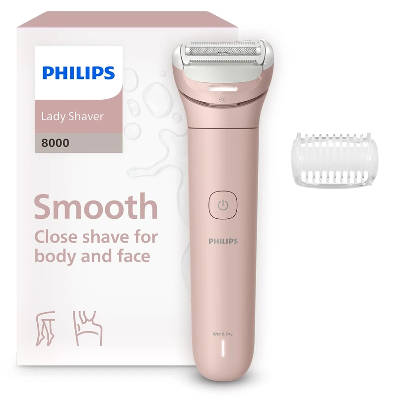 Philips Lady Shaver Series 8000 - Cordless, Wet & Dry Electric Shaver, 3-Blade Shaving System, Flexible Shaving Head, LED Light, for Legs & Body, 100 Mins. Runtime, Model BRL129/00