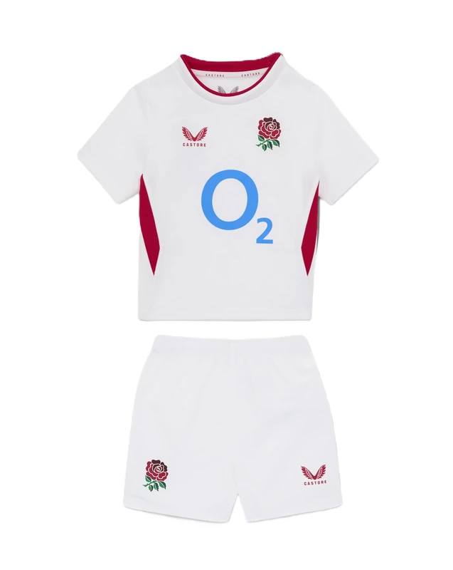 England Rugby Castore Unisex Kids Home Infant Kit, Brilliant White/Lipstick Red, 7 Years