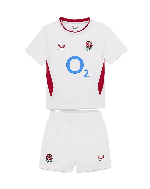 England Rugby Castore Unisex Kids Home Infant Kit, Brilliant White/Lipstick Red, 6 Years