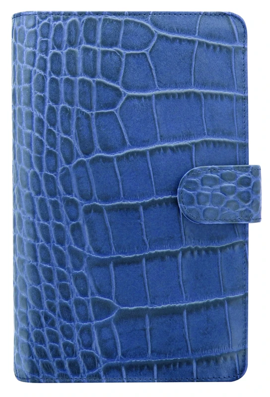 Filofax Classic Croc Personal Compact Leather Organiser - Indigo