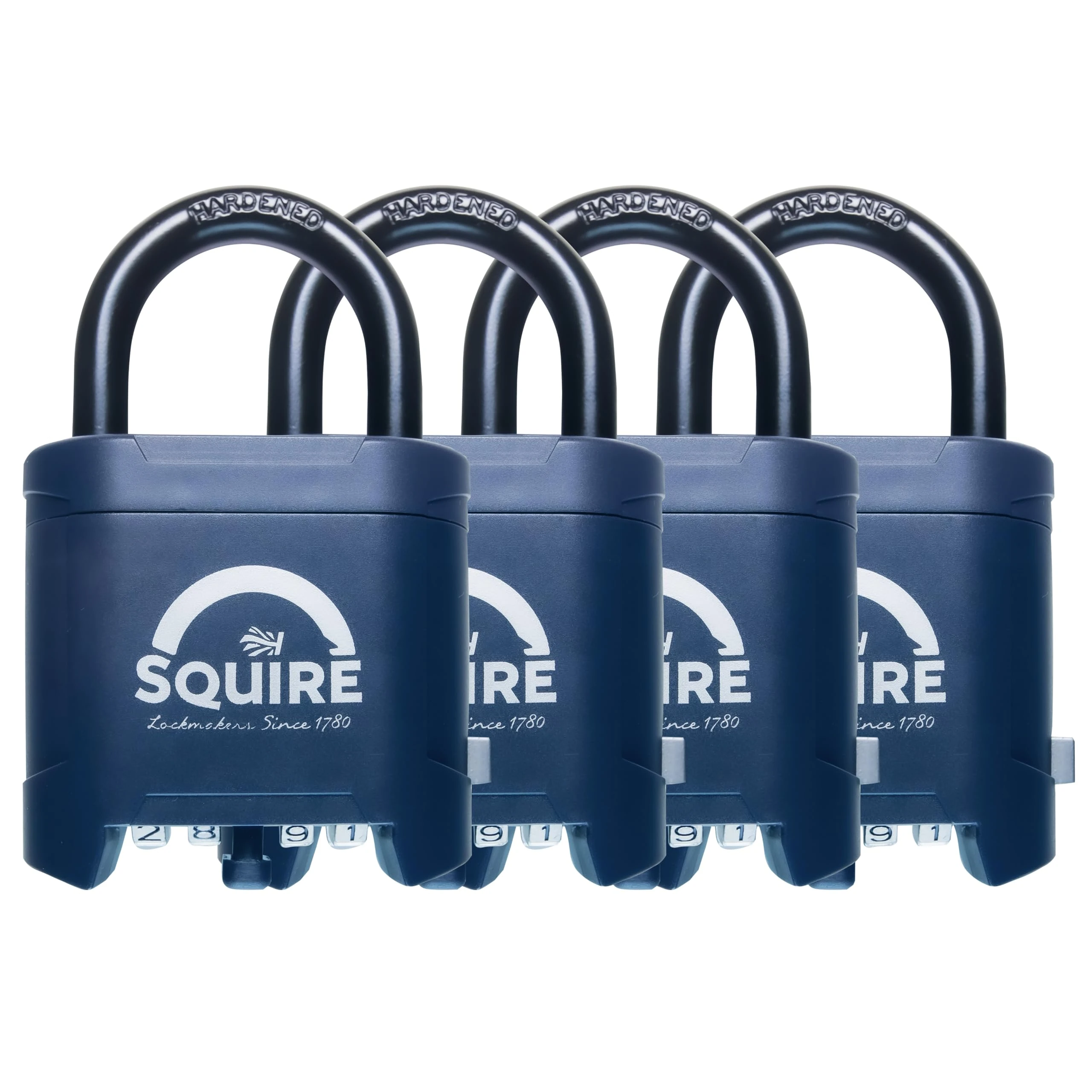Squire Mystic Combi BF60-4 Pack - Heavy Duty Combination Padlocks – Keyless 4 Wheel Code Locks – Weatherproof & Anti-Theft – Ideal for Sheds, Garages, Gates, Toolboxes & Outdoor Security