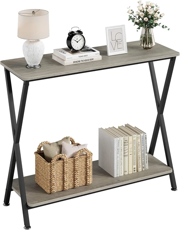 Garvee Furniture Consoles, Entrance Hallways Console Table, Use in Entrance and Living Room to Place Decoration and Daily Objects, Sturdy Structure, 85×30×81 cm, Grey