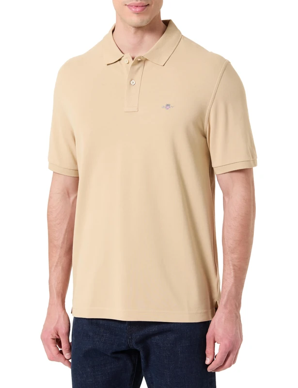 GANT Men's Reg Emb Archive Shield Polo Shirt, Oat Beige, 4XL