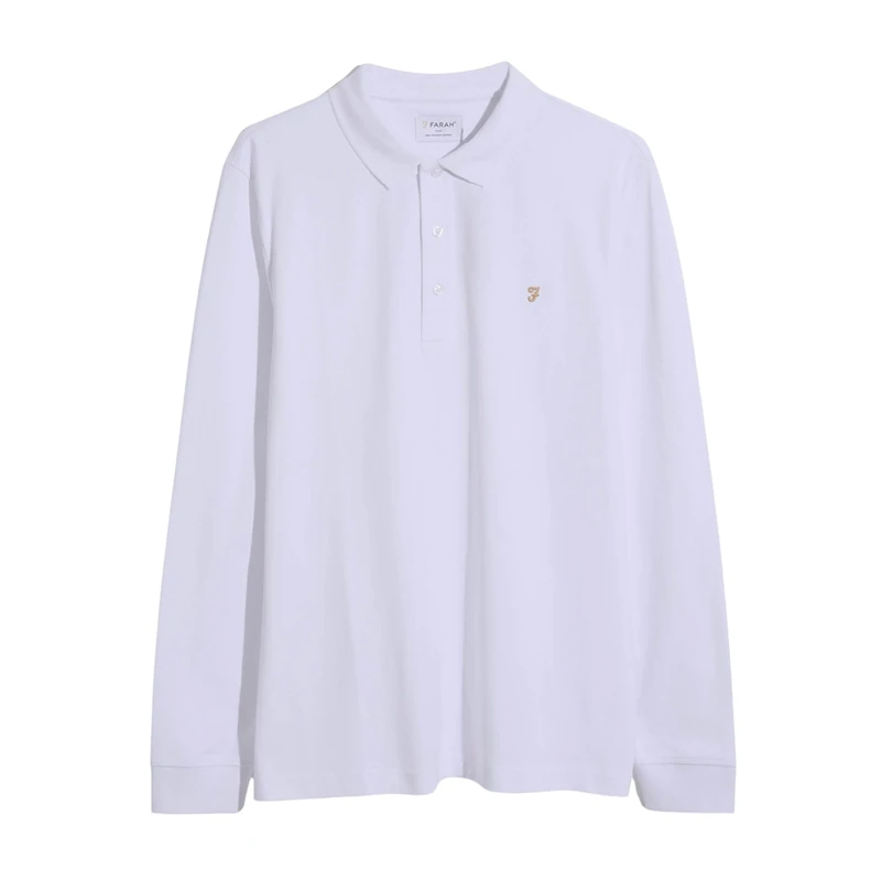 Farah Men's BLANES LS Polo, White, XL