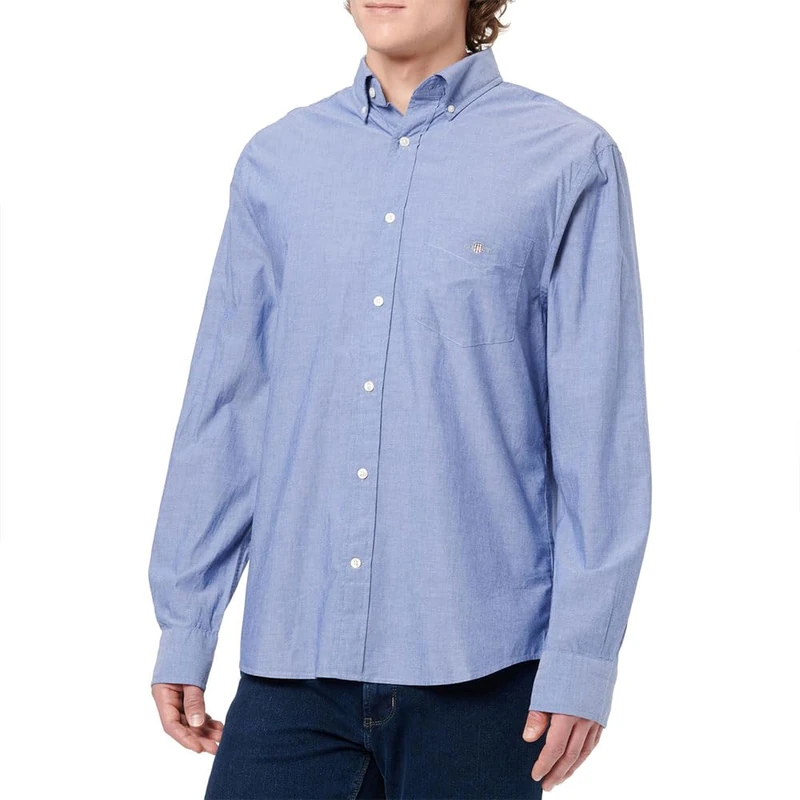GANT Men's Reg Classic Poplin Shirt, Muted Turquoise, L