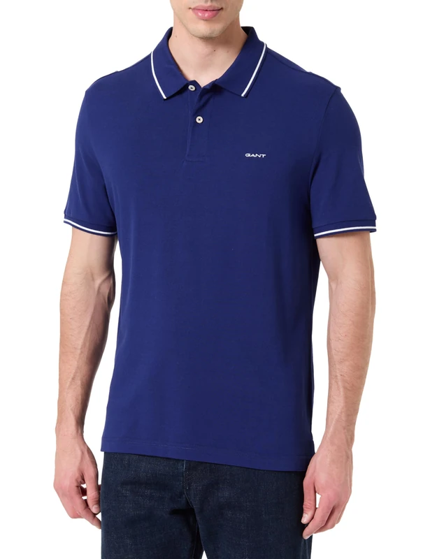 GANT Tipping SS Pique Polo Shirt - Image 1