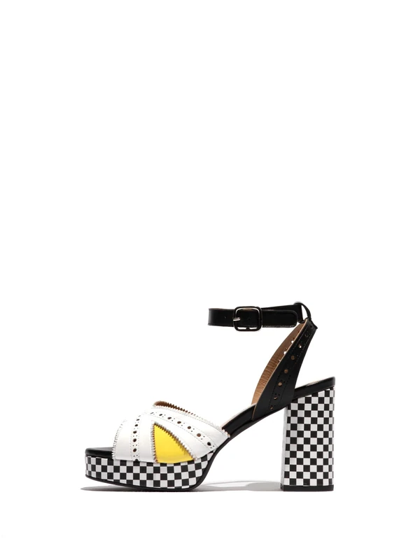Fly London EBAN454FLY, Sandal Women's Fashion Shoes, WHITE/LEMON/BLACK, 7