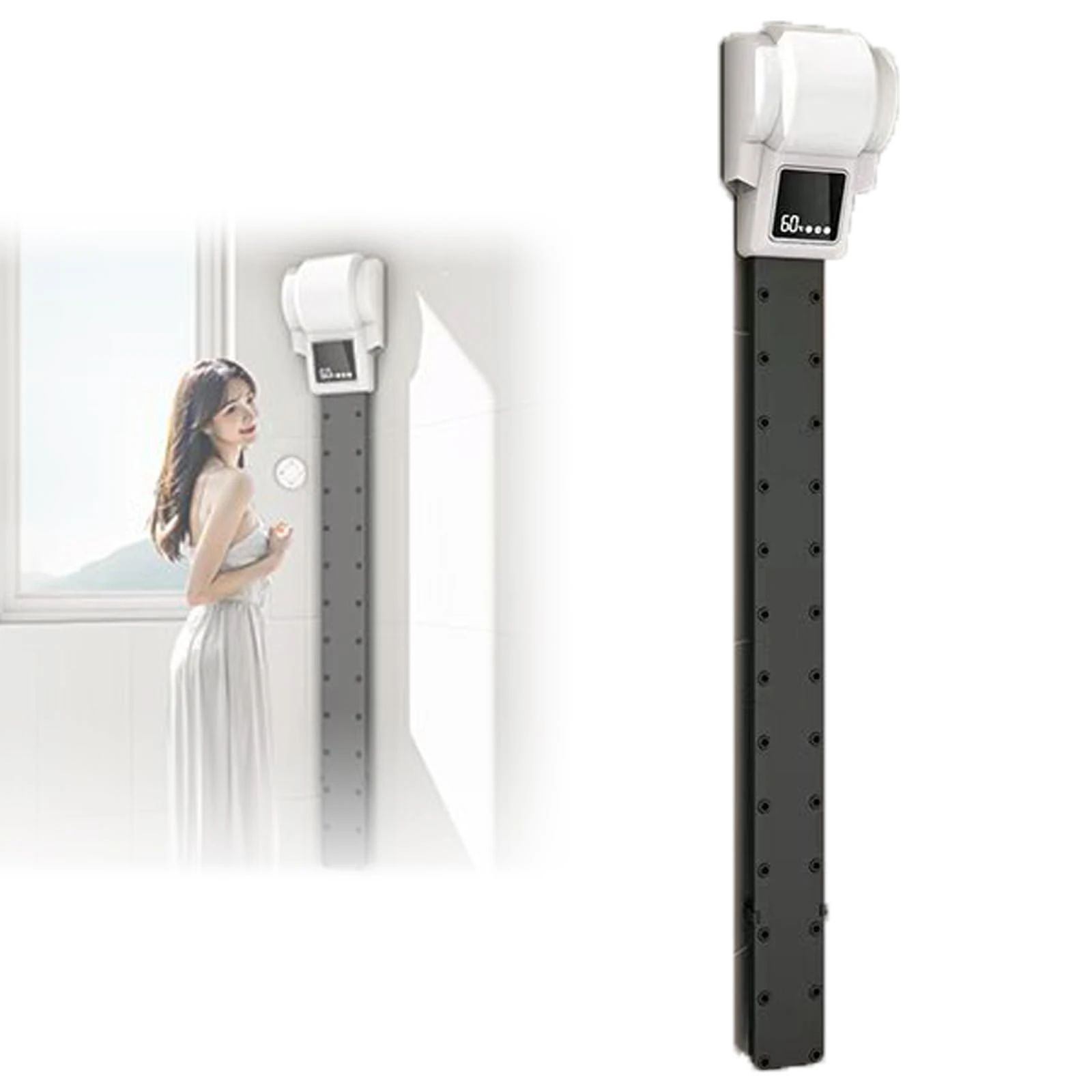 Air Column Blow Dryer, Removable Body Dryer, 26 Air Outlets, 2-minute Ionic Drying, Touch Screen or Remote Control, Removable Cleaning, Wall Mount Corner Mounting Design, for Bathroom Hotel Shower