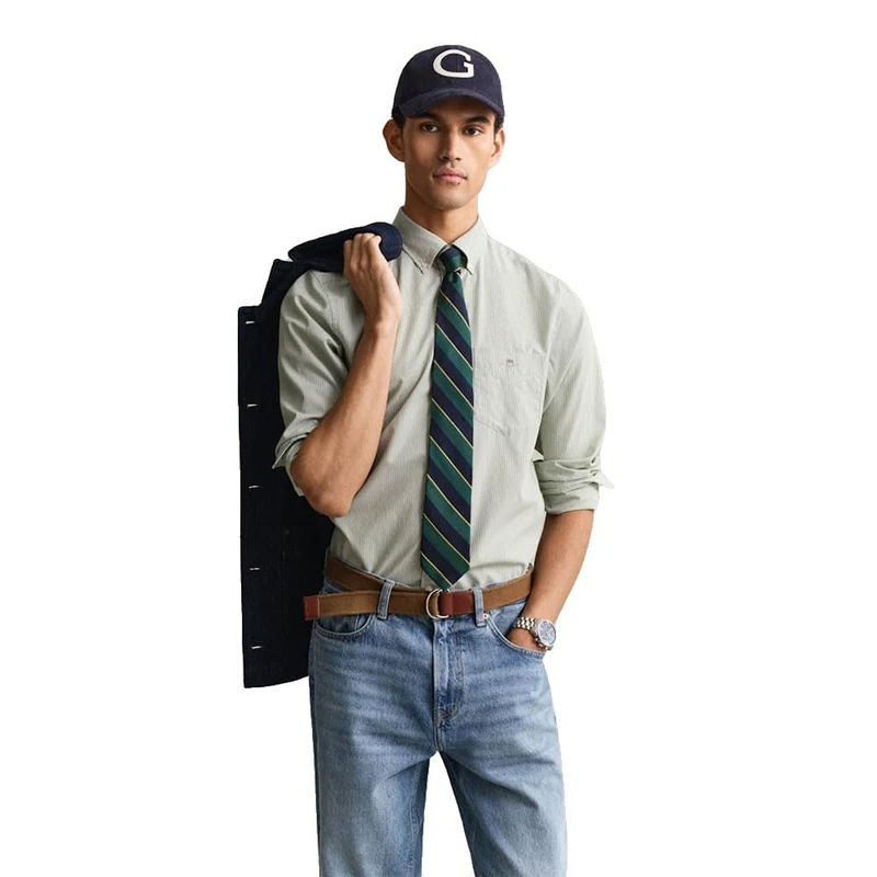 GANT Men's Reg Classic Poplin Banker Shirt, Herb Green, XXL