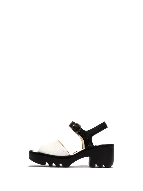 Fly London Women's TULL503FLY Sandal, White/Black, 7 UK