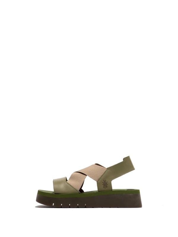 Fly London SERK418FLY, Sandal Women's Fashion Shoes, SMOG/TAUPE/ARMY GREEN, 4