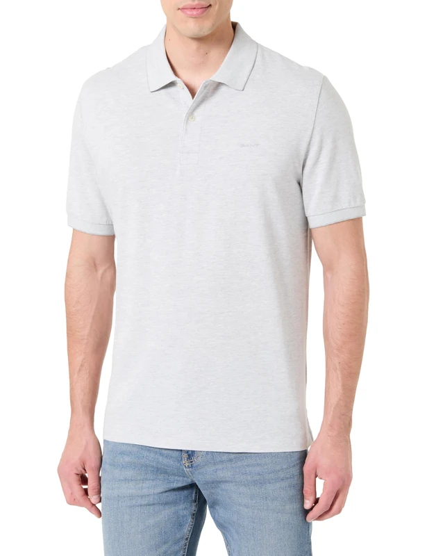 GANT Men's 2 Tone Ss Polo Shirt, Grey Melange, S