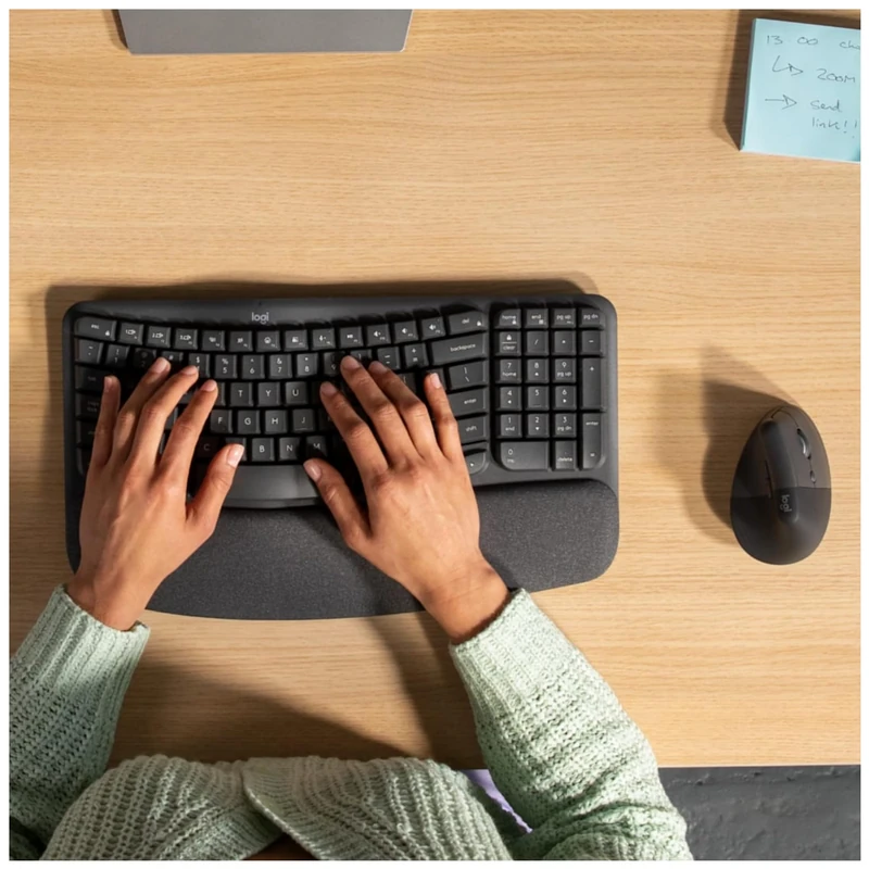 Logitech Wave Keys & Lift Vertical Mouse - Ergonomic Wireless Keyboard and Mouse Combo - with Cushioned Palm Rest, Easy-Switch, Bluetooth, for Multi-OS, Windows/Mac