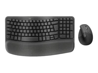 Logitech Wave Keys & Lift Vertical Mouse - Ergonomic Wireless Keyboard and Mouse Combo - with Cushioned Palm Rest, Easy-Switch, Bluetooth, for Multi-OS, Windows/Mac
