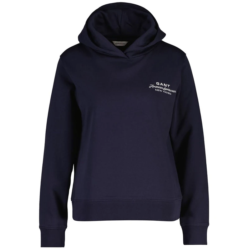 GANT Women's Reg Graphic Print Hoodie Hooded Sweatshirt, Evening Blue, S