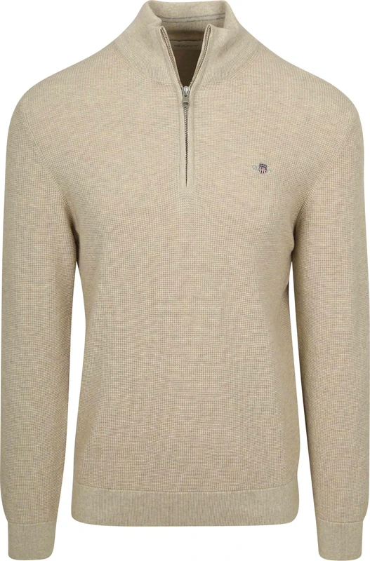 GANT Mens Textrd Half Zip Oat Melange 198 XXL