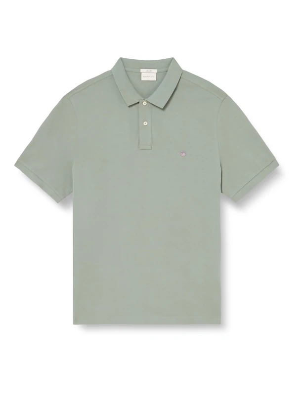 GANT Men's Slim Shield Ss Pique Polo Shirt, Dry Herb Green, XXL