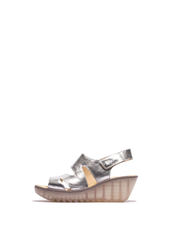 Fly London Women's YAAD604FLY Sandal, Silver, 4 UK