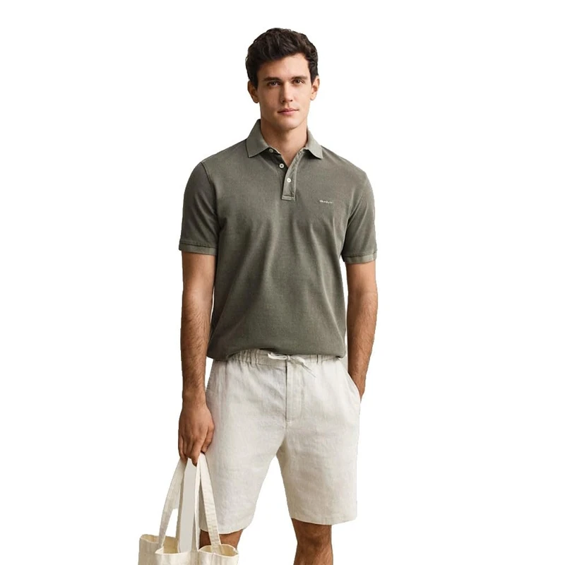 GANT Men's Sunfaded Ss Polo Shirt, Dry Herb Green, M