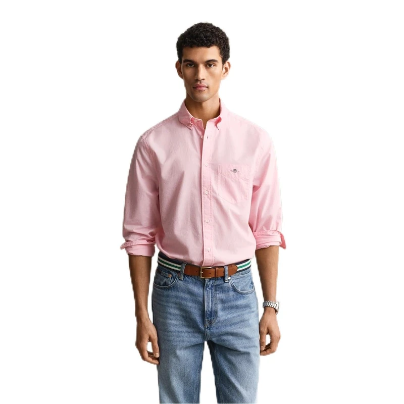 GANT Mens Fit Poplin Shirt Long Sleeve Washed Pink 666 M