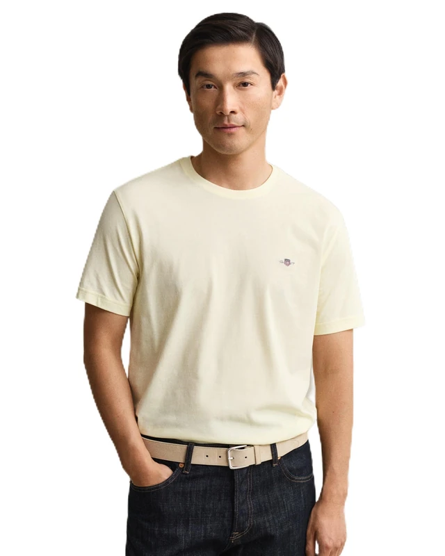 GANT Men's Reg Shield Ss T-Shirt, Vanilla Yellow, 4XL