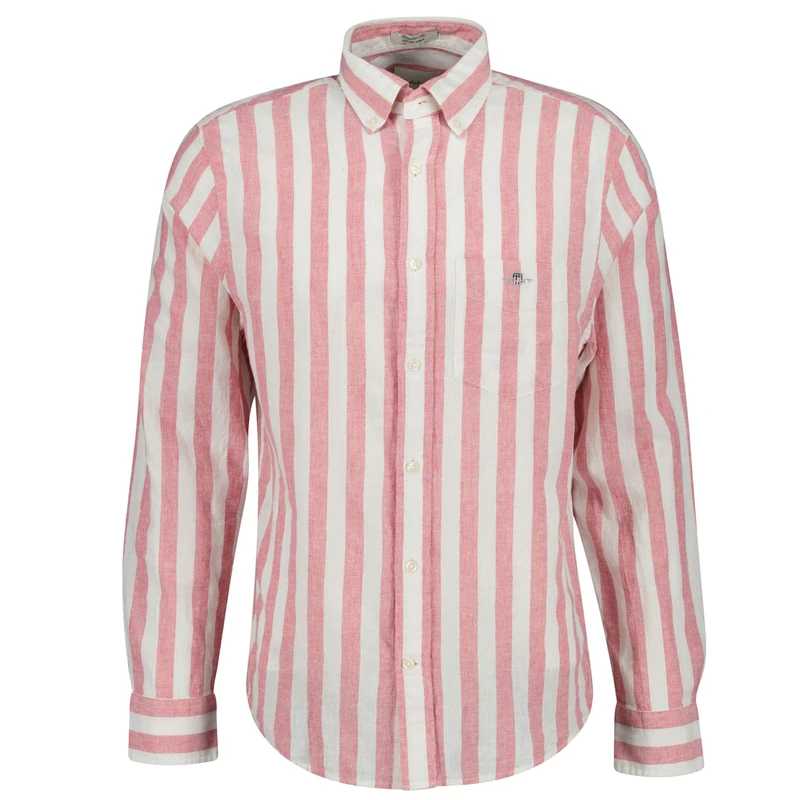 GANT Men's Reg Cotton Linen Stripe Shirt, Rose Pink, XL