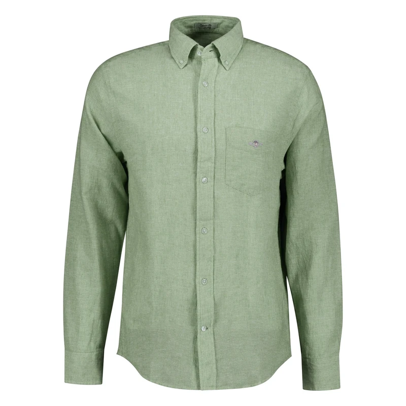 GANT Men's Reg Cotton Linen Shirt, Herb Green, M