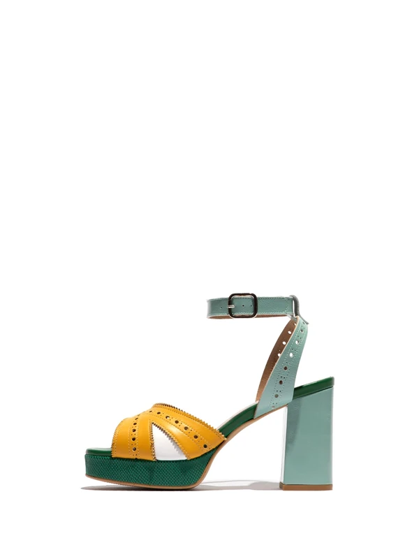 Fly London EBAN454FLY, Sandal Women's Fashion Shoes, YELLOW/WHITE/SPEARMINT/GREEN, 6