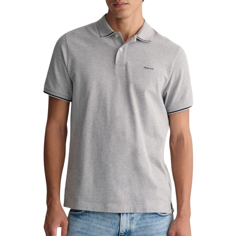 GANT Men's Dry Sand Pique Polo Shirt with Lace, Ceramic Grey, M