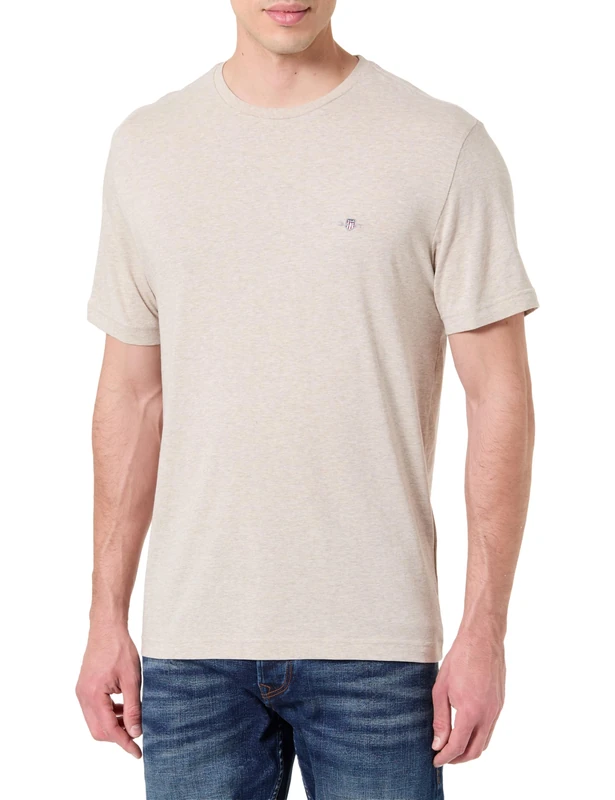 GANT Men's Reg Shield Ss T-Shirt, Oat Melange, 4XL