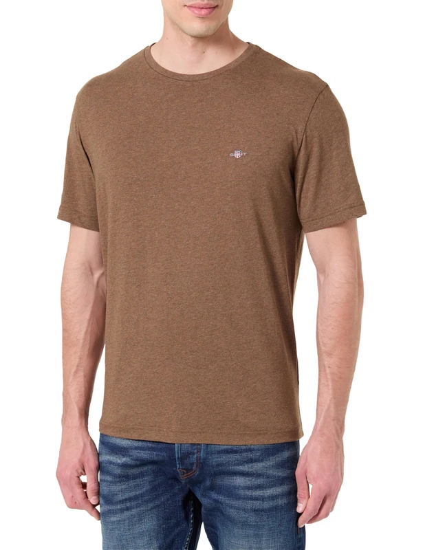 GANT Men's Reg Shield Ss T-Shirt, Hazelnut Melange, S