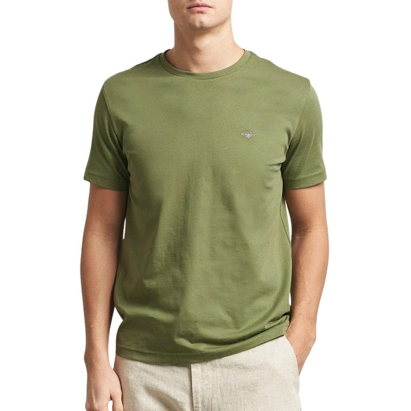 GANT Men's Reg Shield Ss T-Shirt, Dry Herb Green, S