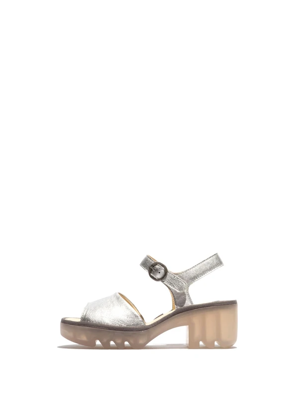Fly London Women's TULL503FLY Sandal, Silver, 7 UK