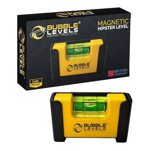 BUBBLE LEVELS | Magnetic Hipster Level with Belt Clip | Compact Aluminium Pocket LEVELLER with Rare Earth Magnets | Horizontal and Vertical Alignment | DIY Tools