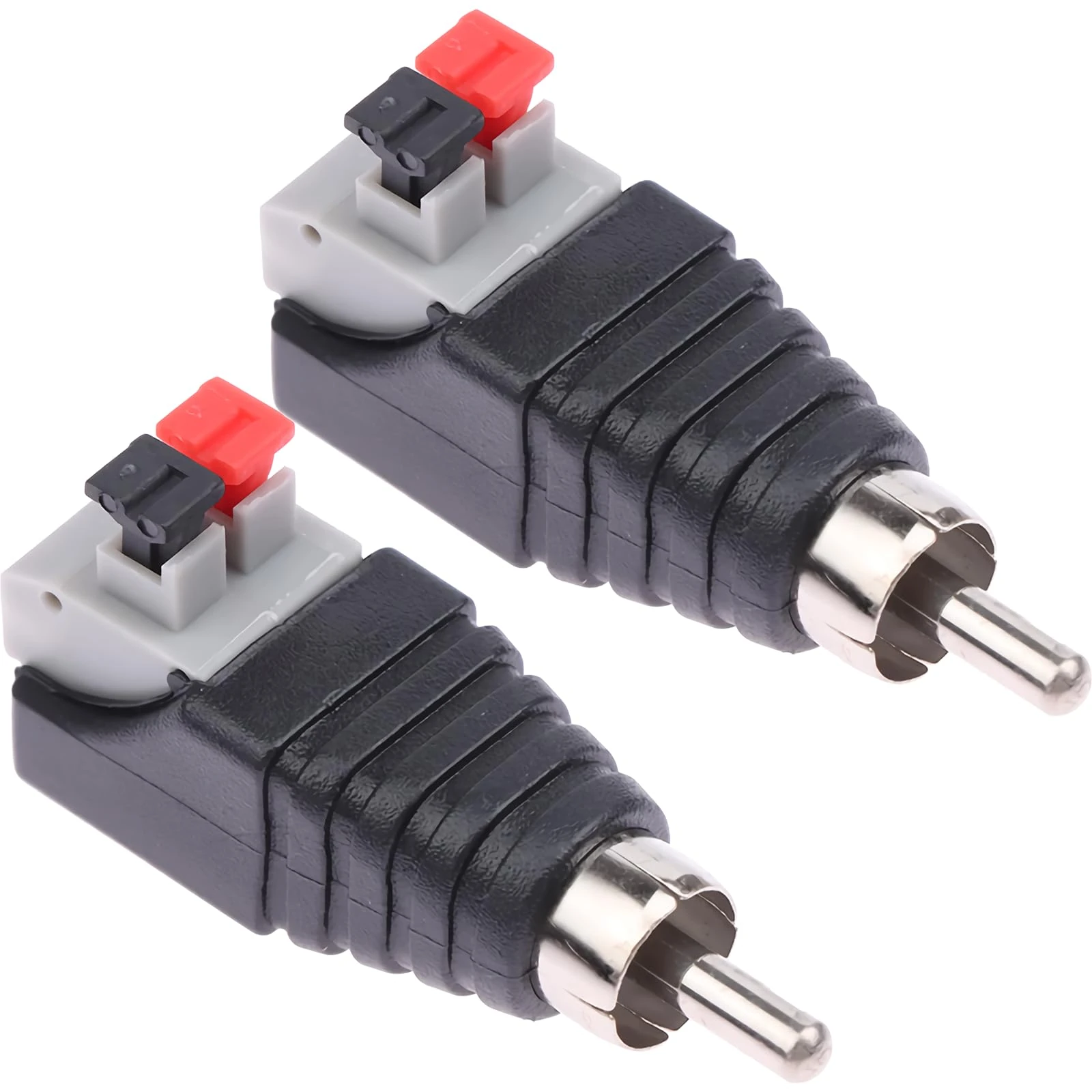 Koprek 2 Pcs RCA to Speaker Cable Adapter, Speaker Cable Connector Phono Plug RCA Male Male To AV 2 Screw Female Connectors to AV Video Speaker Wire Adapter for CCTV