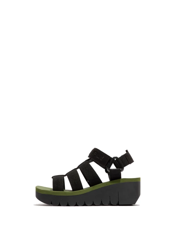 Fly London YOJI198FLY, Sandal Women's Fashion Shoes, BLACK/BLACK/ARMY GREEN, 2 - Image 1