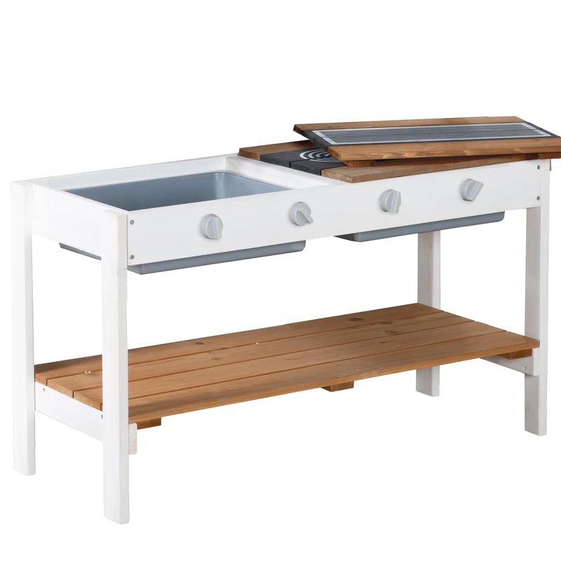 roba Outdoor Play Kitchen Extension - Wooden BBQ & Cooker