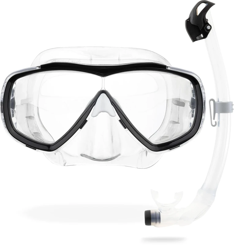 CRESSI Estrella + Seal Dry Combo Clear/Black - Adult Combo Set Estrella Mask and Innovative Seal Dry Snorkel, perfect for Diving Snorkelling, Transparent/Black, One Size
