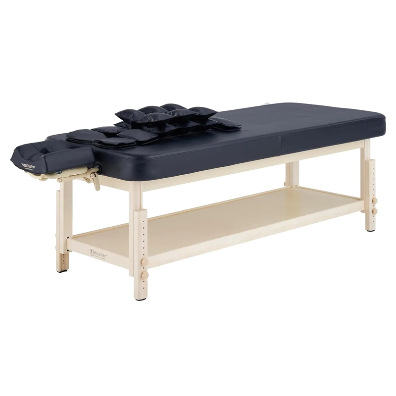 Master Massage 76cm AirMaster-I Black with Natual Color Frame, Airwave Full Body Stretching Portable Massage Table with Airbags 3D Lumbar Traction for Professional & Home Use Chiropractic Table