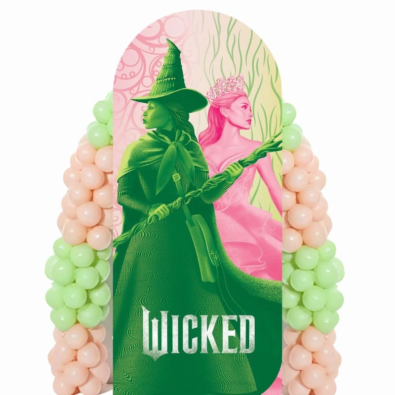 Star Cutouts SC4619 Wicked Glinda & Elphaba Logo Backdrop Lifesize Cardboard Cutout 185cm – Official Wicked Party Decoration, Birthday Display & Photo Backdrop