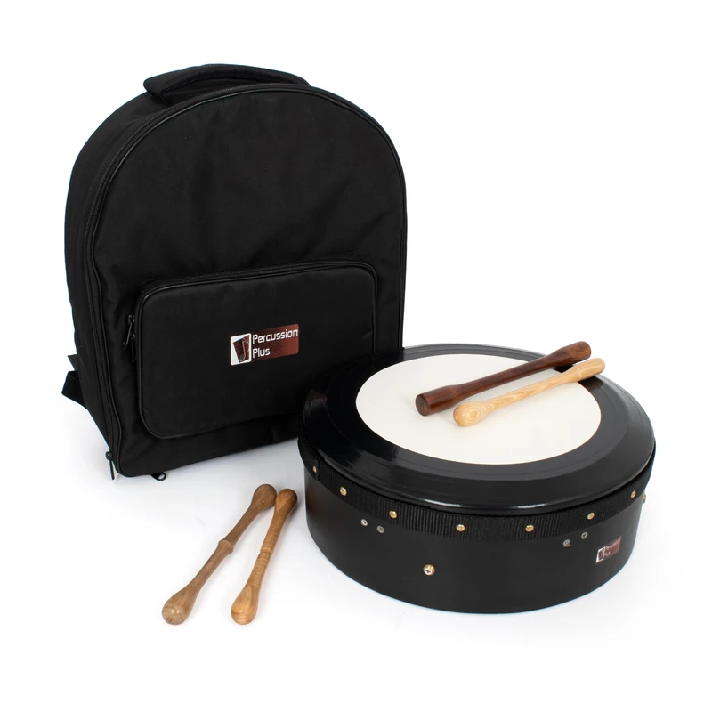 Percussion Plus black hand-tuneable bodhran with case and tippers - 14 inch