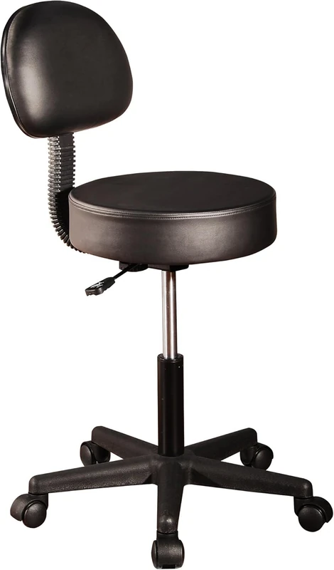 Master Massage Hydrolic Swivel Stool/Chair with Backrest, Black for Clinical Spa Tattoo Office