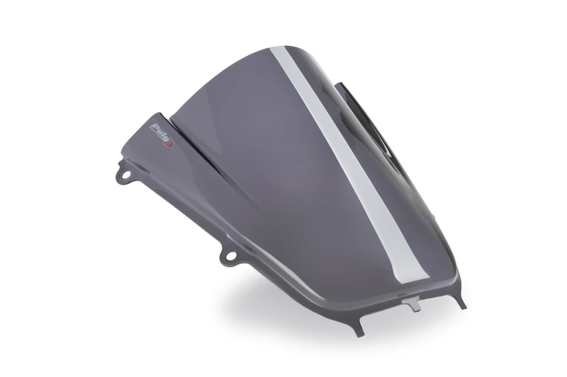 Puig 22284F Z-Racing Windscreen; aerodynamic design with double height; improves rider protection; made of high-impact acrylic; TÜV approved; easy installation, Dark Smoke