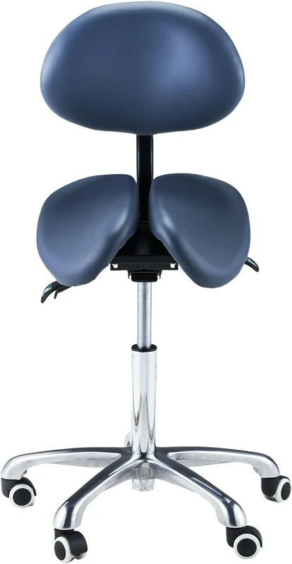 Master Massage Berkeley Split Style Saddle Stool with Backrest for Dentist, Massage Therpaist, Tatoo Artist in Royal Blue